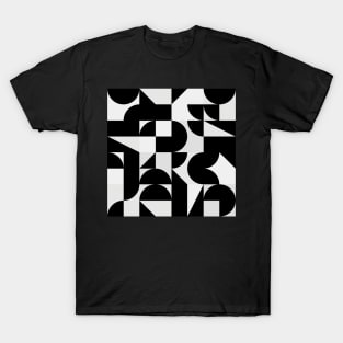 Modern Geometry / Minimal, Black, White, Grey T-Shirt